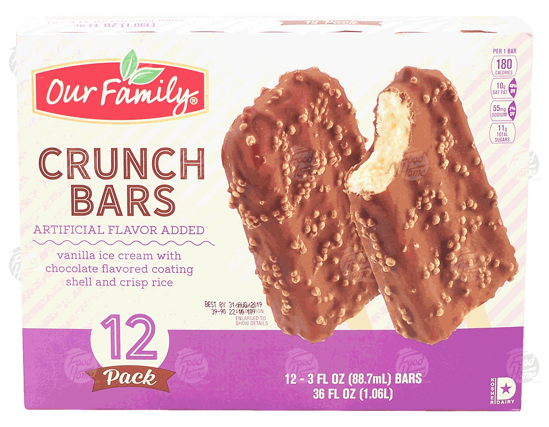 Our Family  crunch bars, vanilla ice cream with chocolate shell and crisp rice, 12-pack Full-Size Picture